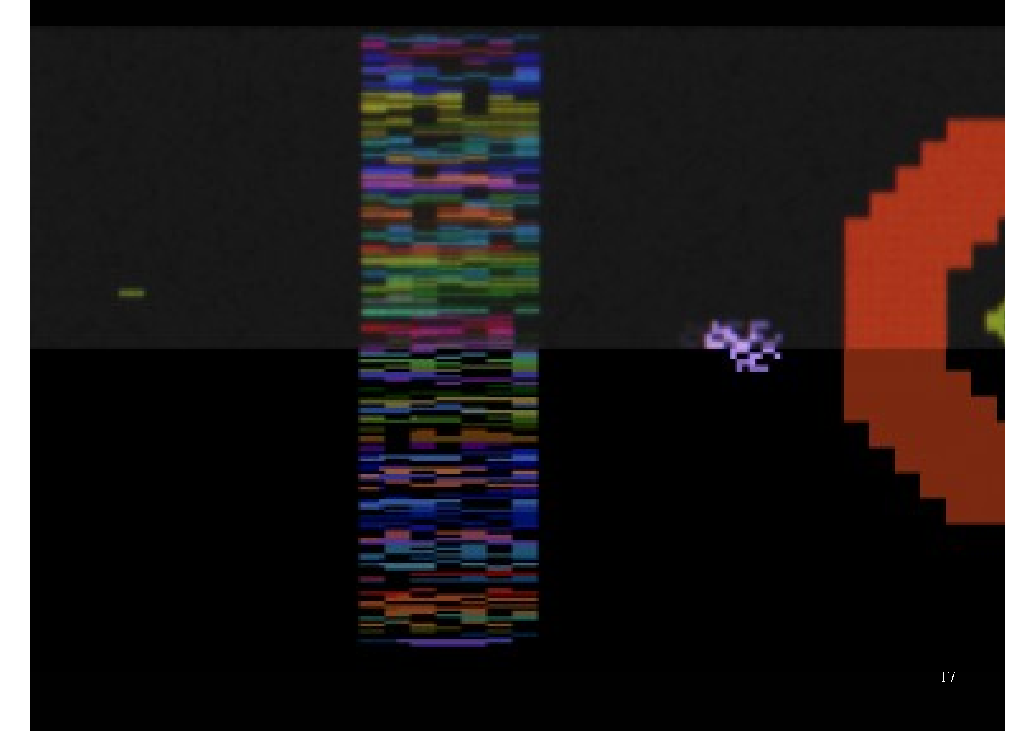 This image from Ian Bogost's <a href='http://www.bogost.com/games/a_television_simulator.shtml'>blog entry on CRT simulation</a> for the emulator <a href='http://stella.sourceforge.net/'>Stella</a>. By including this image, I'm implying that other people doing game studies, Bogost for instance, do think that CRT effects matter somehow. This image from Ian Bogost's blog entry on CRT simulation for the emulator Stella. By including this image, I'm implying that other people doing game studies, Bogost for instance, do think that CRT effects matter somehow.