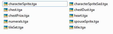 Files used to create the game imagery Screenshot of directory listing files in the game source.